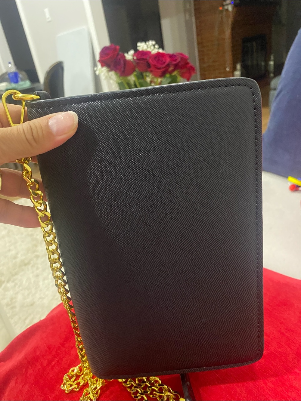 Prada Black Saffiano Envelope Crossbody with Gold Hardware - Picture 4 of 6